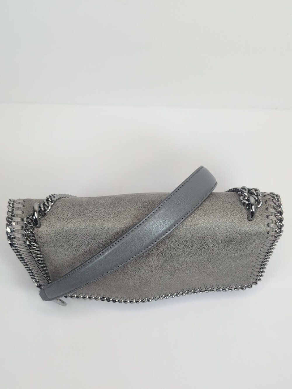 Stella McCartney Grey Faux Leather Falabella Flap Shoulder Bag - Picture 4 of 11